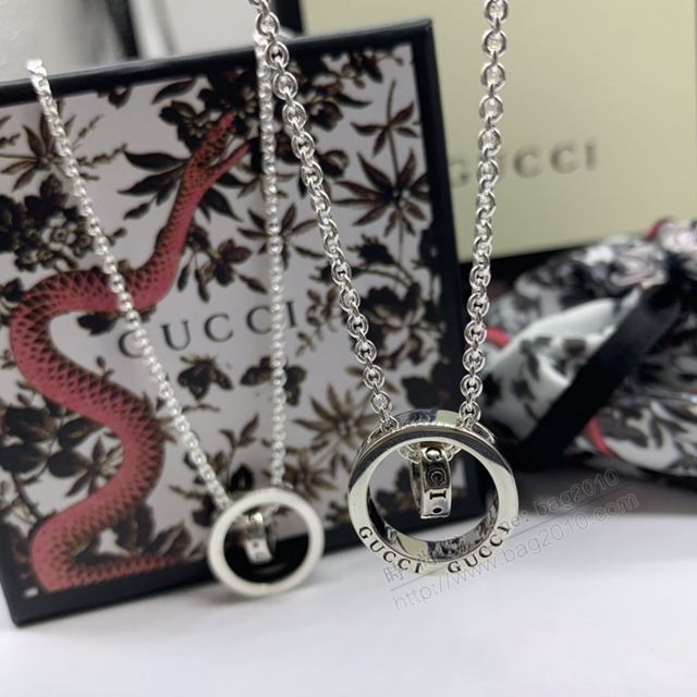 GUCCi飾品 古馳925泰銀雙環清新項鏈 Gucci女款吊墜  zgbq1045